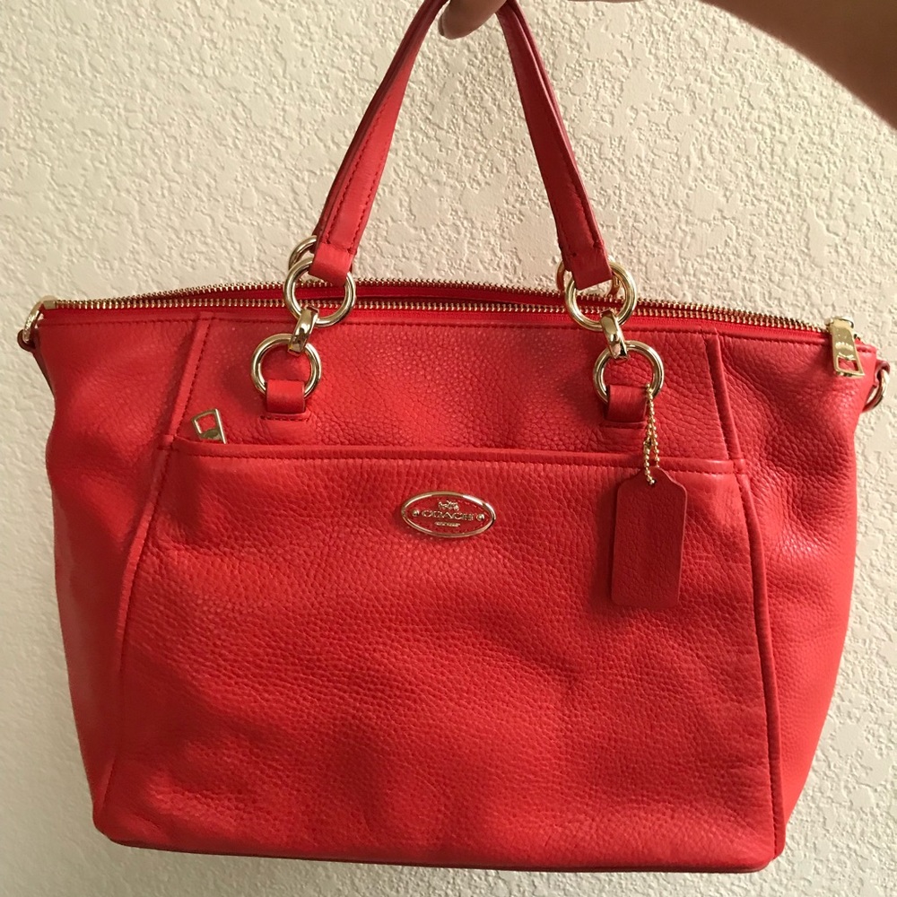 Coach satchel bag NWT leather orange red crossbody COLETTE SATCHEL
